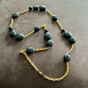 Gold Necklace with Black beads